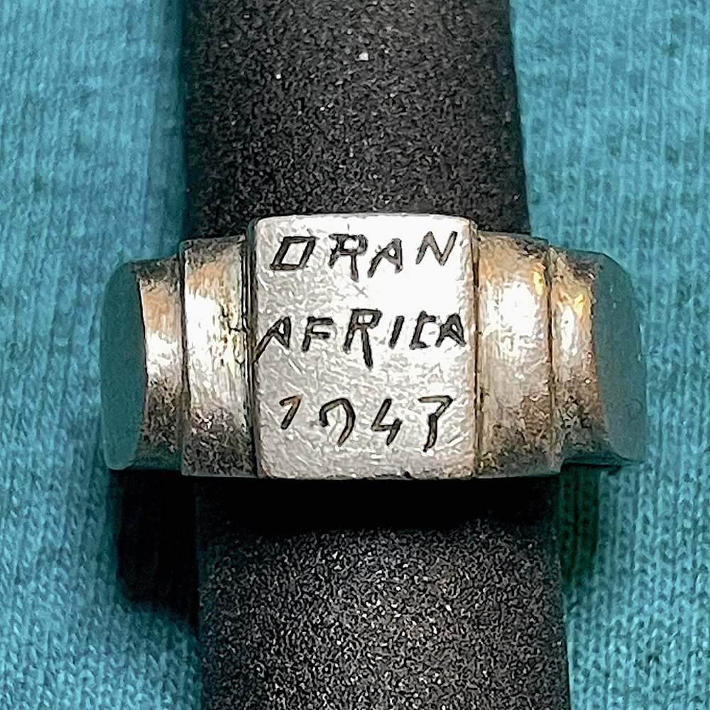 WW11 Oran Africa 1943 Hand crafted silver ring. Size 10-1/2